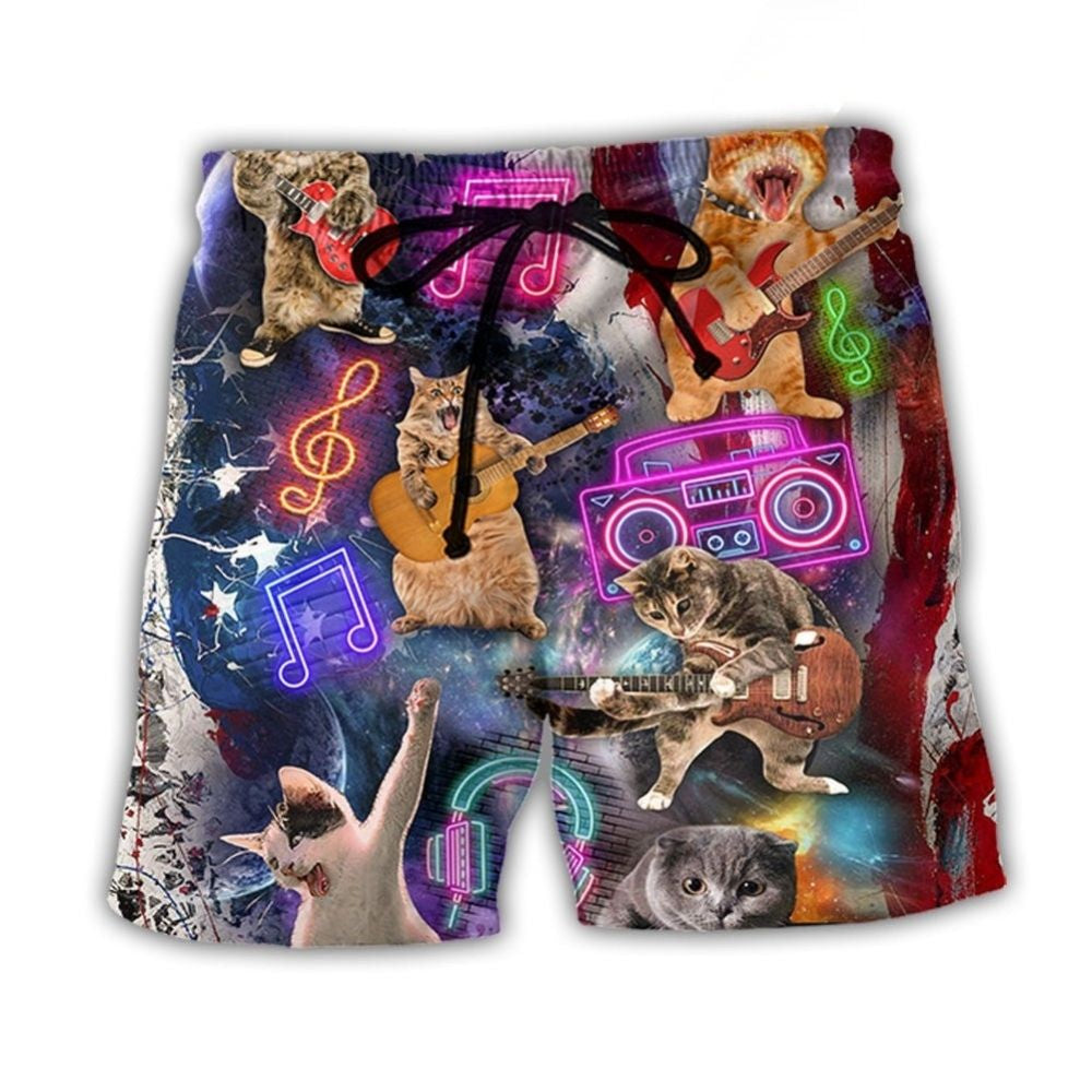 Cat Rocker USA Independence Day Fun - Beach Short