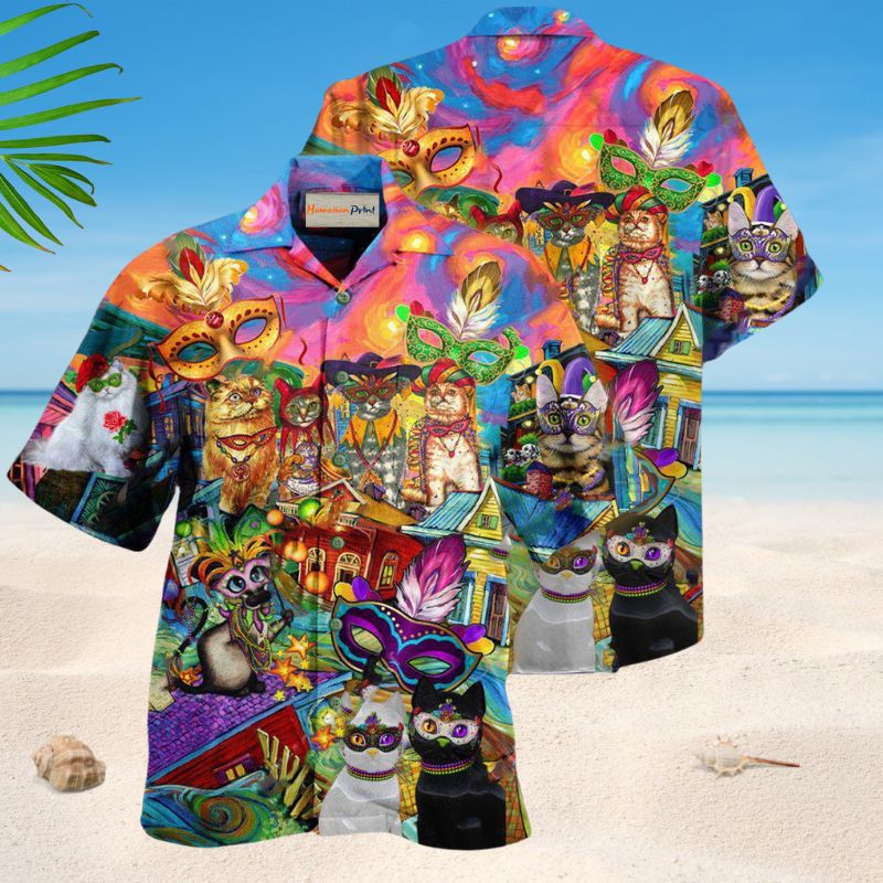 Cats Celebrate Mardi Gras Festival Edition – Hawaiian Shirt