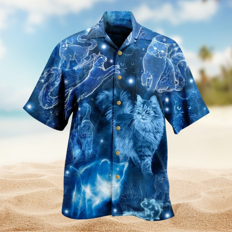 Cats Love Blue Neon Limited Edition – Hawaiian Shirt