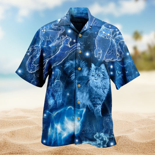 Cats Love Blue Neon Limited Edition – Hawaiian Shirt