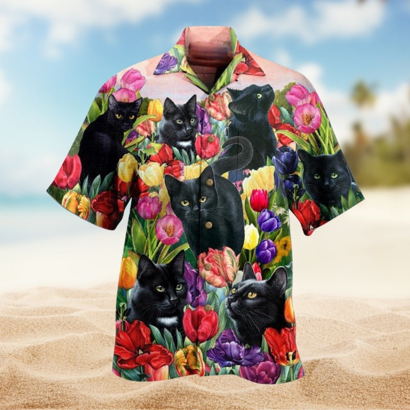 Cats Love Flowers Color Limited Edition – Hawaiian Shirt
