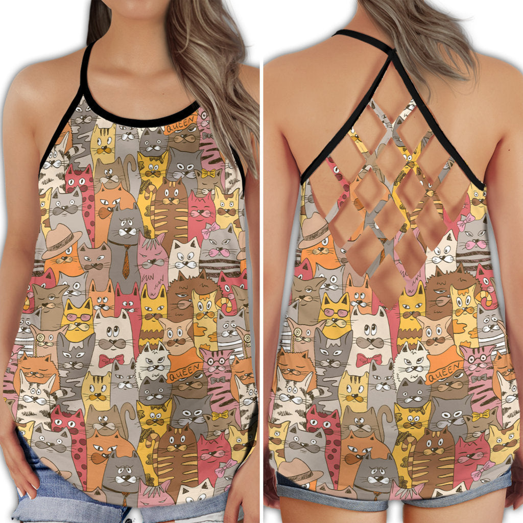 Cat Lover Pure Joy Vibes - Hollow Tank Top