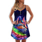 Cats Dark Color Love – Women's Summer Sleeveless V-Neck Camisole Dress