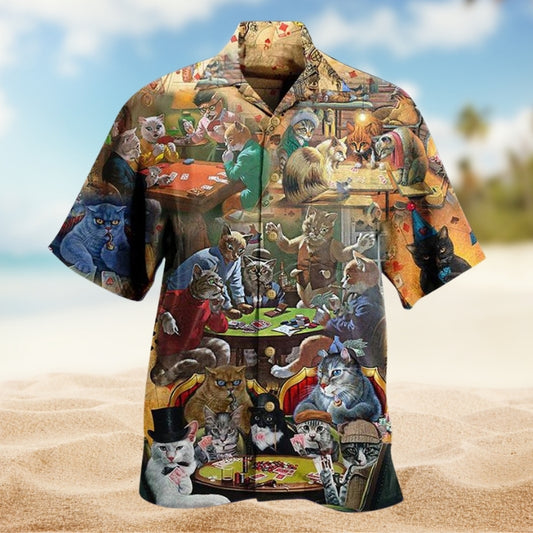 Cats Play Card Games Limited Edition – Hawaiian Shirt