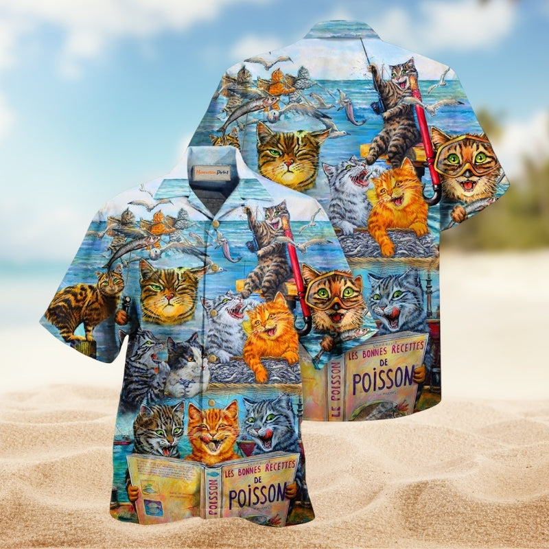 Cats Taught Man To Fish And Bring It To Them Limited Edition – Hawaiian Shirt