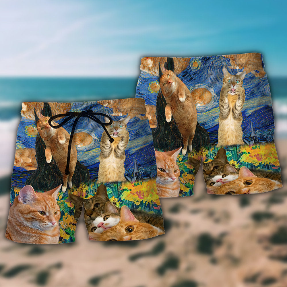 Dreamy Cat Starry Quote Art – Beach Short