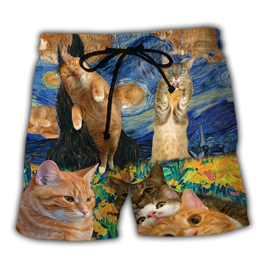 Dreamy Cat Starry Quote Art – Beach Short