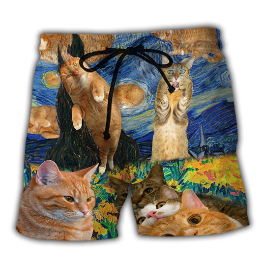 Dreamy Cat Starry Quote Art – Beach Short