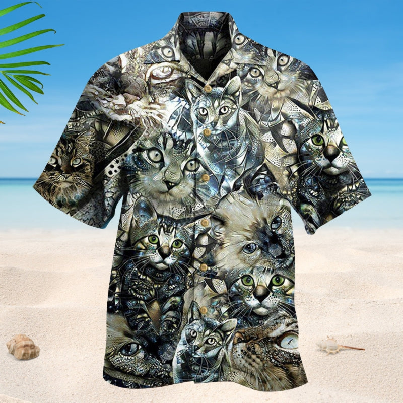 Cats Vintage Neutral Flower Style – Hawaiian Shirt