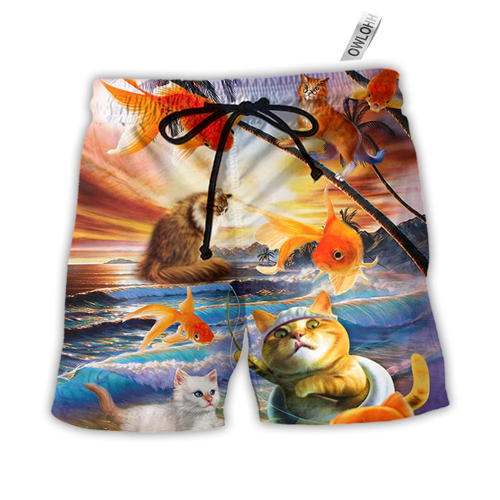 Beach Short / Adults / S Cat Catchs Fish Style - Beach Short - Owls Matrix LTD