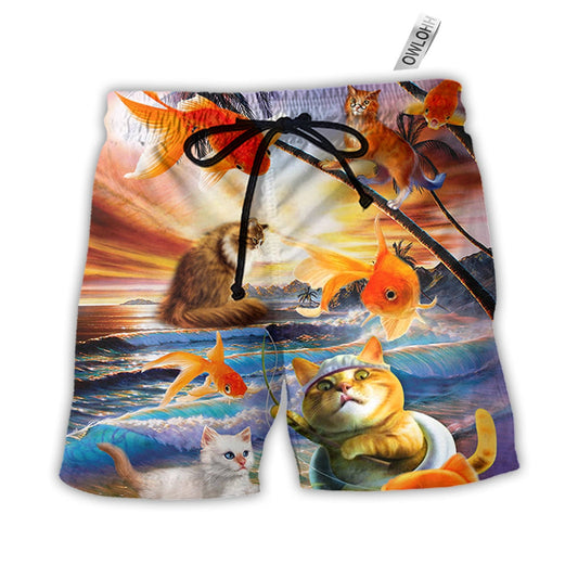 Beach Short / Adults / S Cat Catchs Fish Style - Beach Short - Owls Matrix LTD