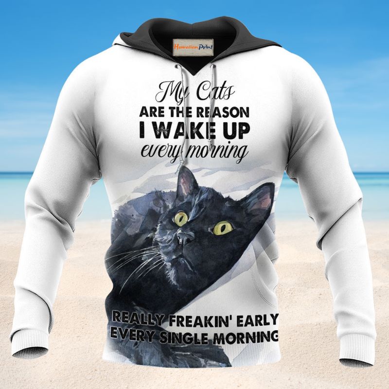 Cats Wake Me Up Funny - 3D Hoodie