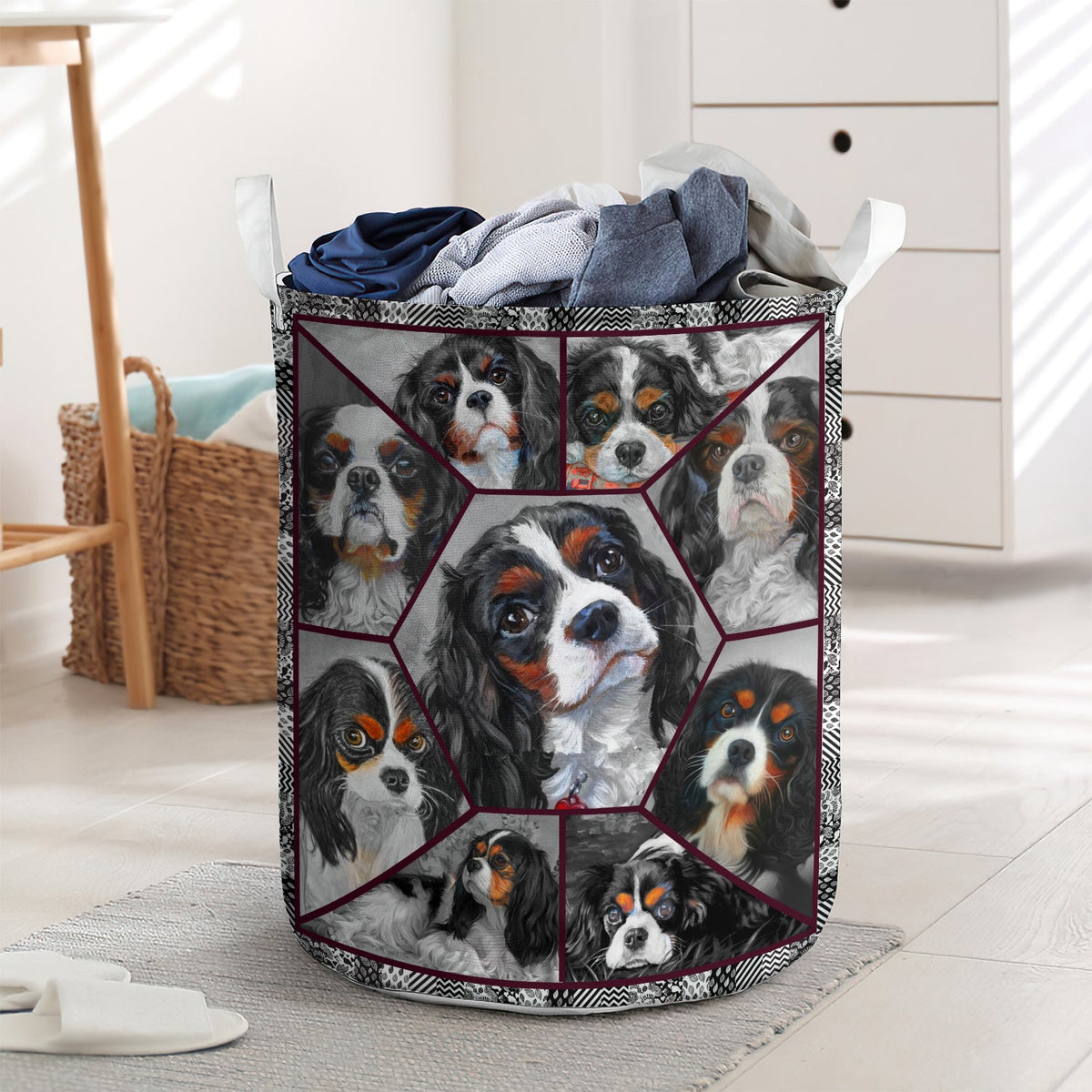 Cavalier king charles spaniel dog - Laundry basket - LAUB04LIN250222-Owls Matrix