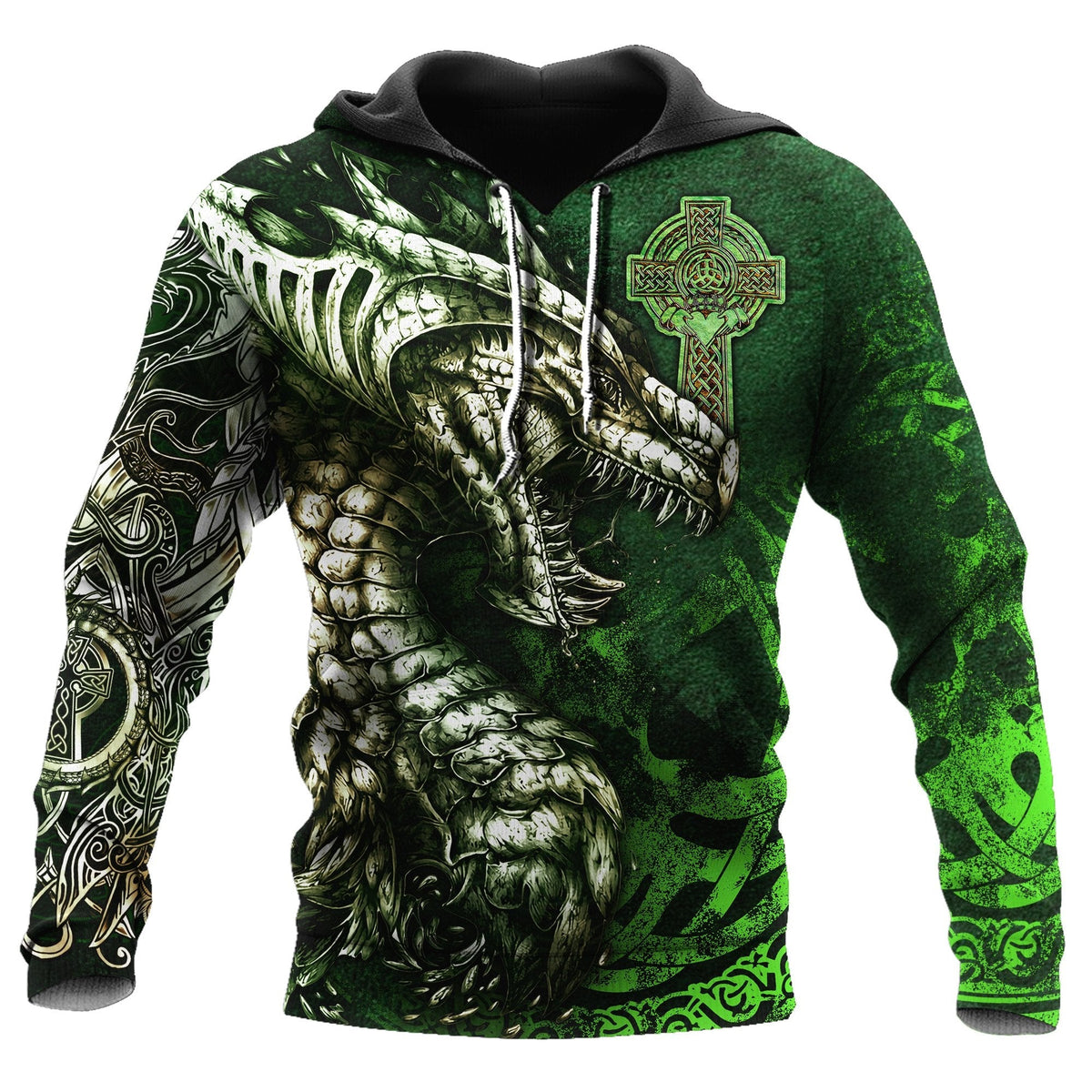 Celtic Dragon Green Tattoo Art – 3D Hoodie