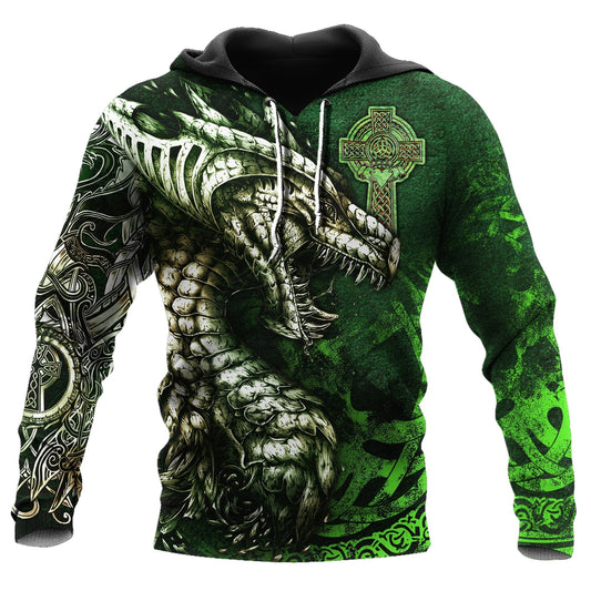 Celtic Dragon Green Tattoo Art – 3D Hoodie