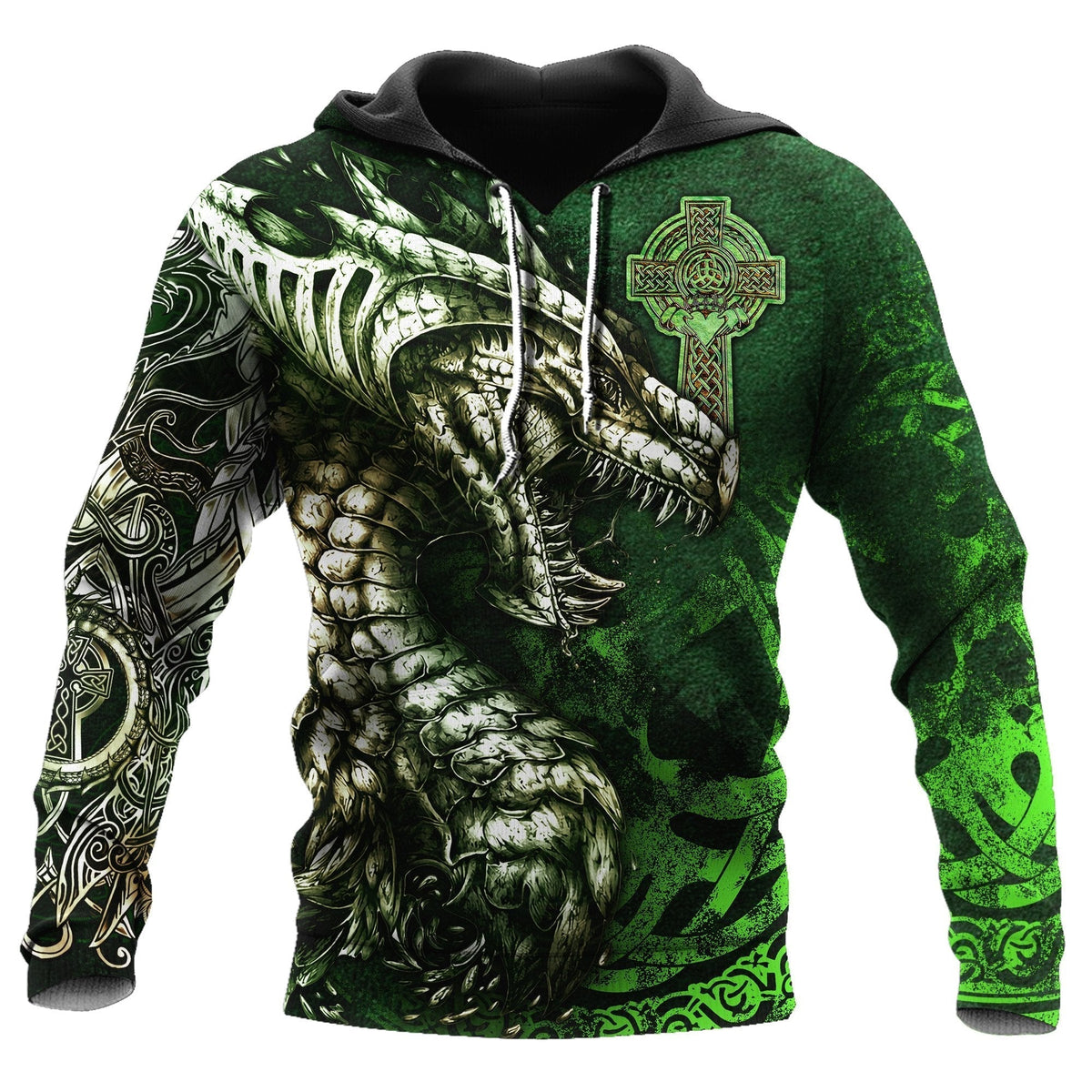 Celtic Dragon Tattoo Green - 3D Hoodie