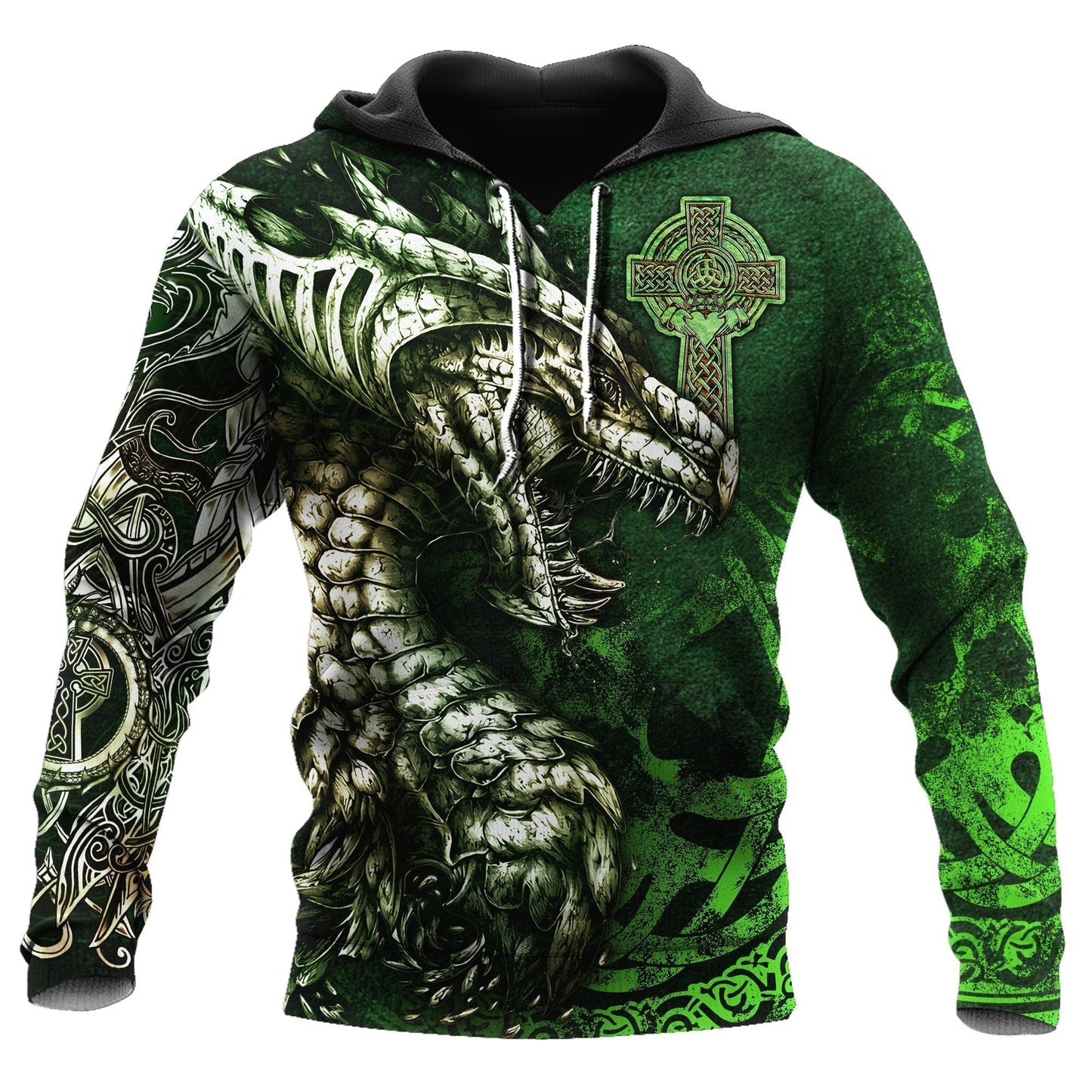 Celtic Dragon Tattoo Green - 3D Hoodie