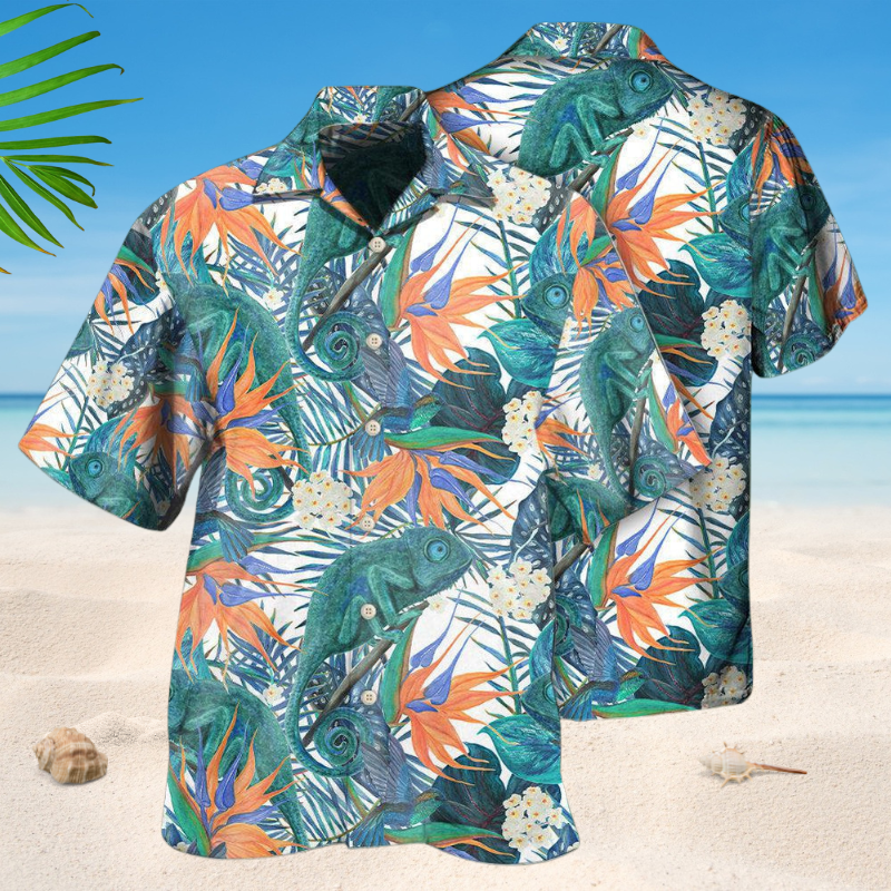 Chameleon Tropical Floral Style – Hawaiian Shirt