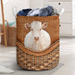 Charolais Cow Rattan Teaxture - Laundry Basket - Owls Matrix LTD