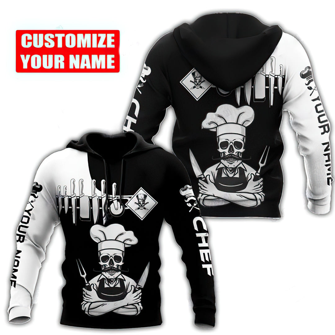 Chef Skull Custom Art – 3D Hoodie