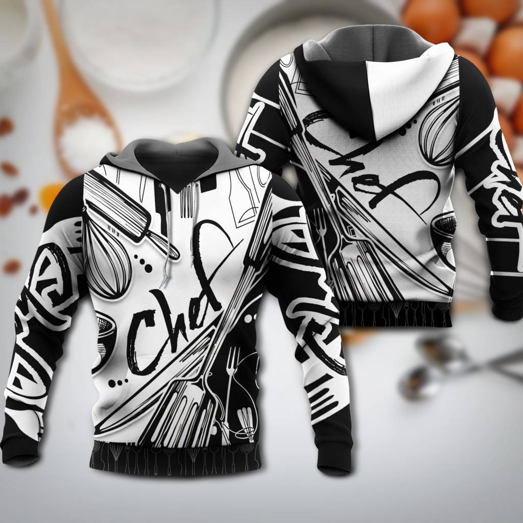 Chef Black And White Art – 3D Hoodie