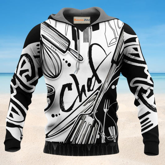 Chef Black White Classic Style - 3D Hoodie
