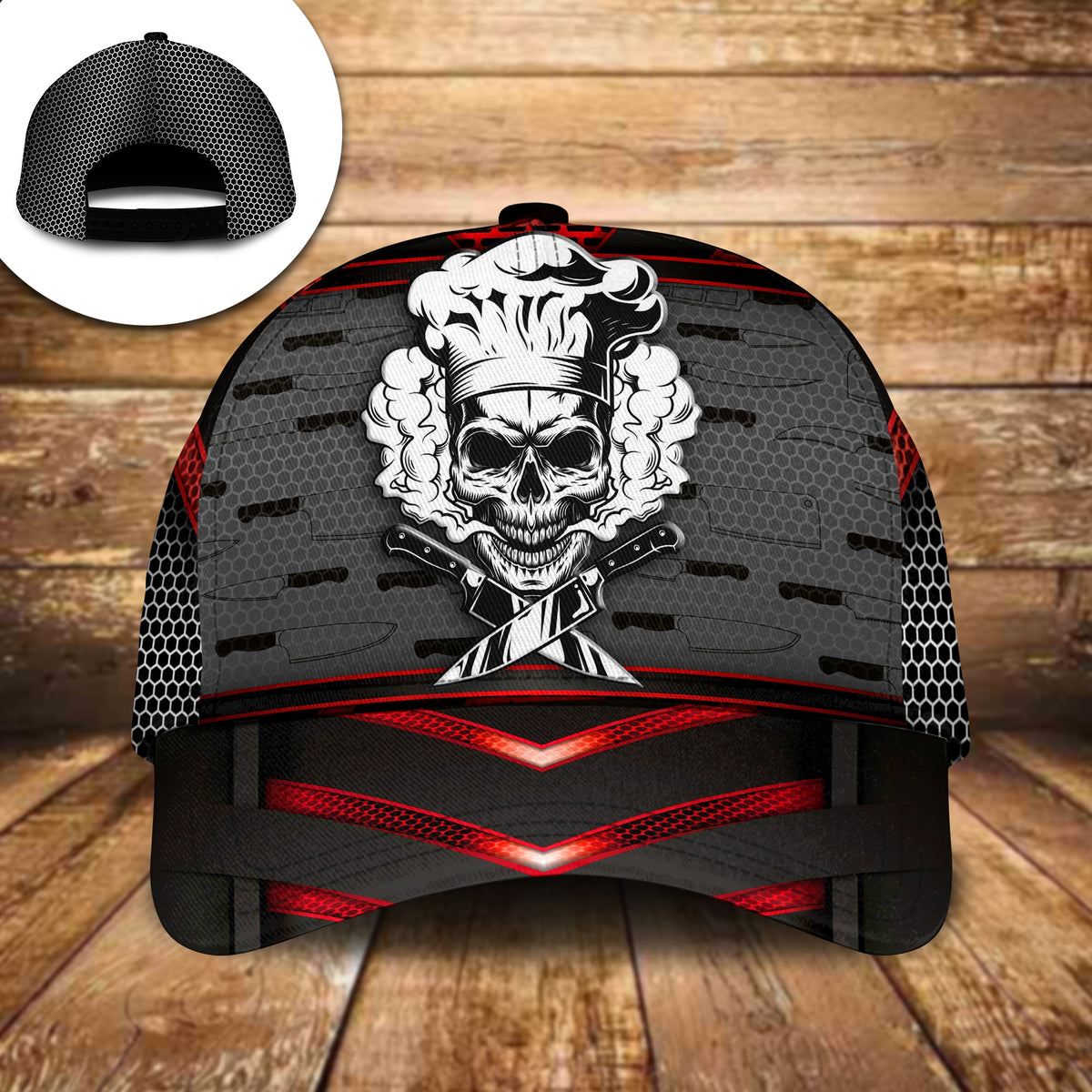 Chef Skull Red Black Cooking Style – Classic Cap