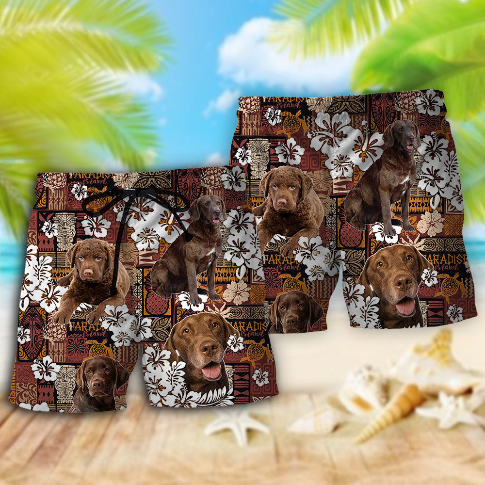 Chesapeake Bay Retriever Tropical Floral – Beach Short