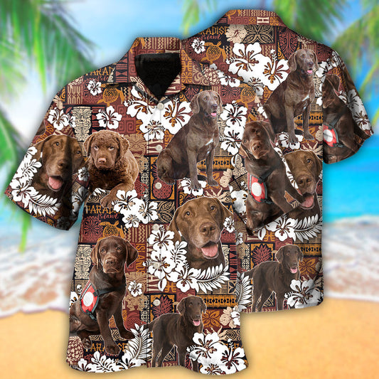 Chesapeake Bay Retriever Tropical Floral Style – Hawaiian Shirt