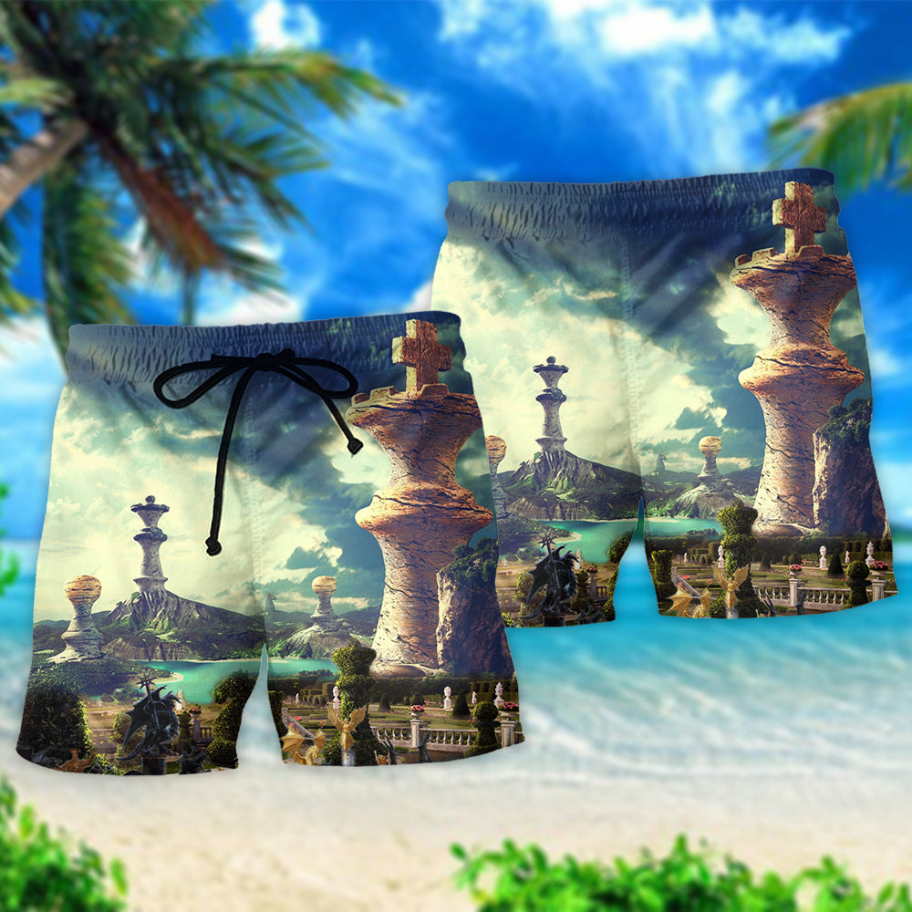 Chess Humor Strategy Cool Art – Beach Short