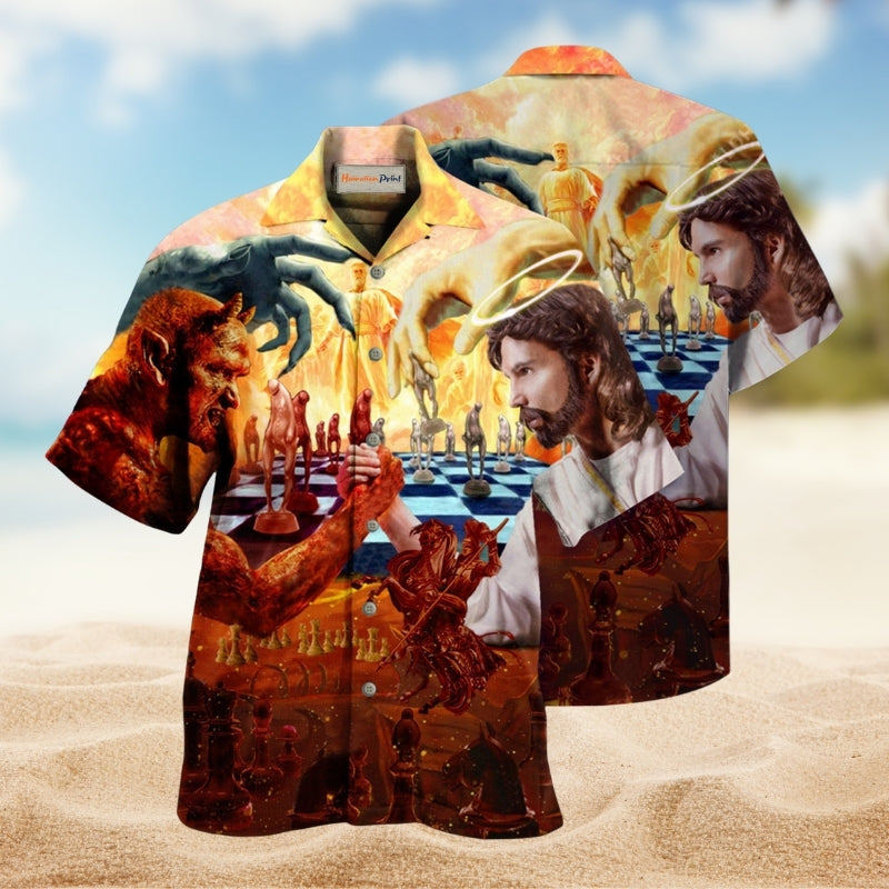 Chess Battle Satan Vs Jesus Limited Edition – Hawaiian Shirt