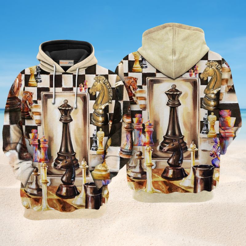 Chess We Are Being Played Quote Art – 3D Hoodie