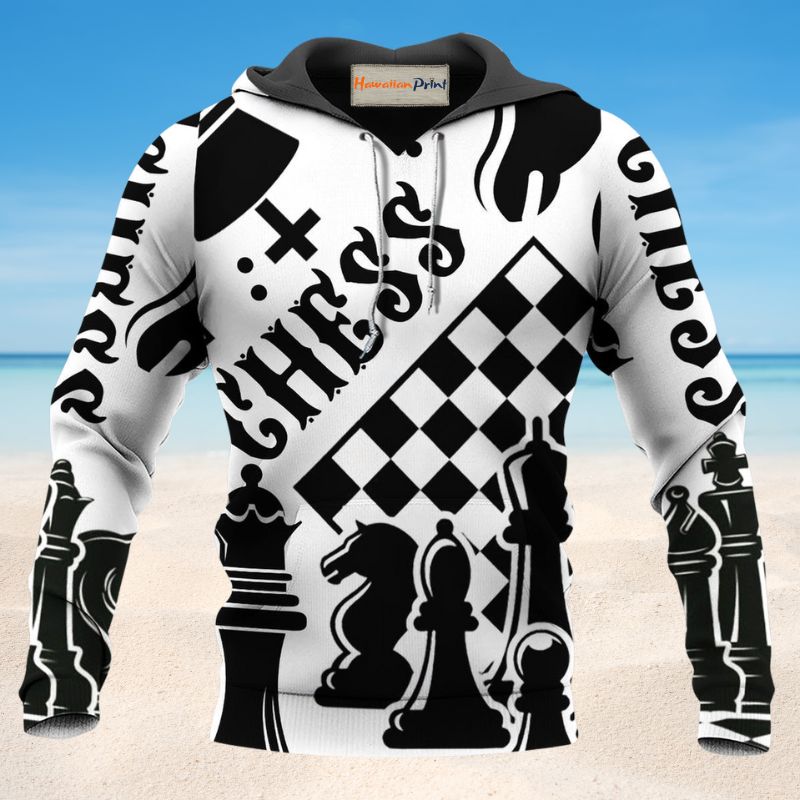 Chess Black And White Art – 3D Hoodie