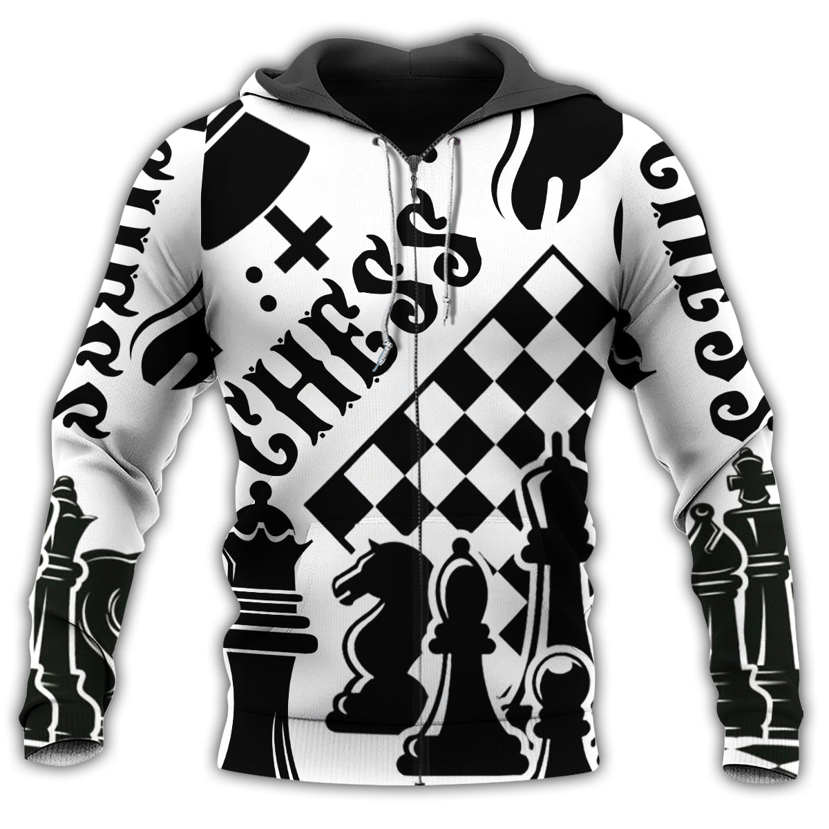Chess Black And White Art – 3D Hoodie2