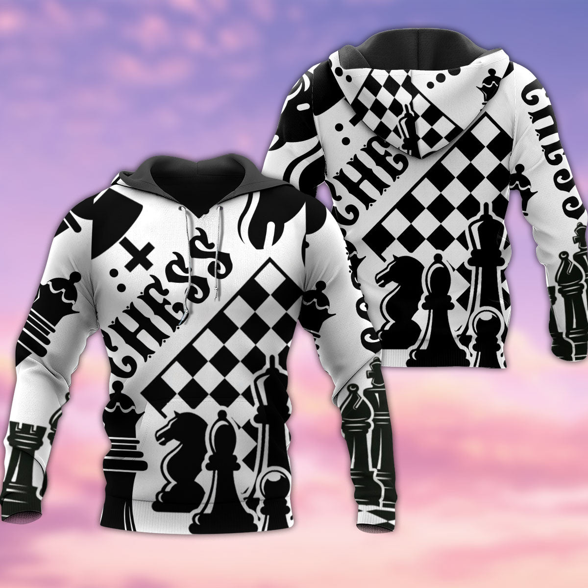 Chess Black And White Art – 3D Hoodie3