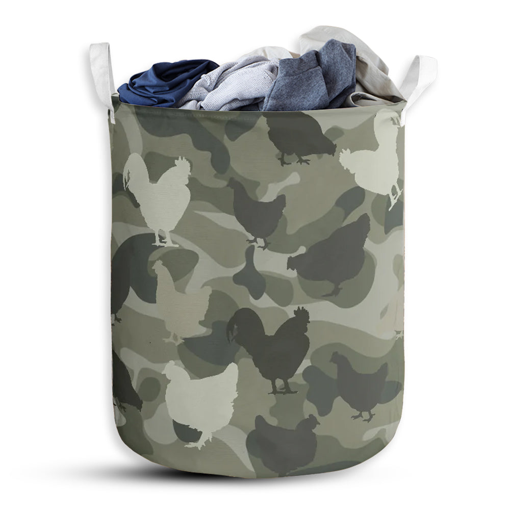 S: 17.72”x13.78” (45x35 cm) Chicken Camo Style - Laundry Basket - Owls Matrix LTD