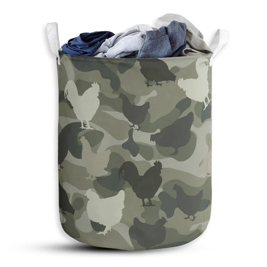 S: 17.72”x13.78” (45x35 cm) Chicken Camo Style - Laundry Basket - Owls Matrix LTD