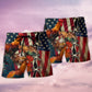 Chicken Celebrating Independence Day - Beach Short - Owls Matrix LTD