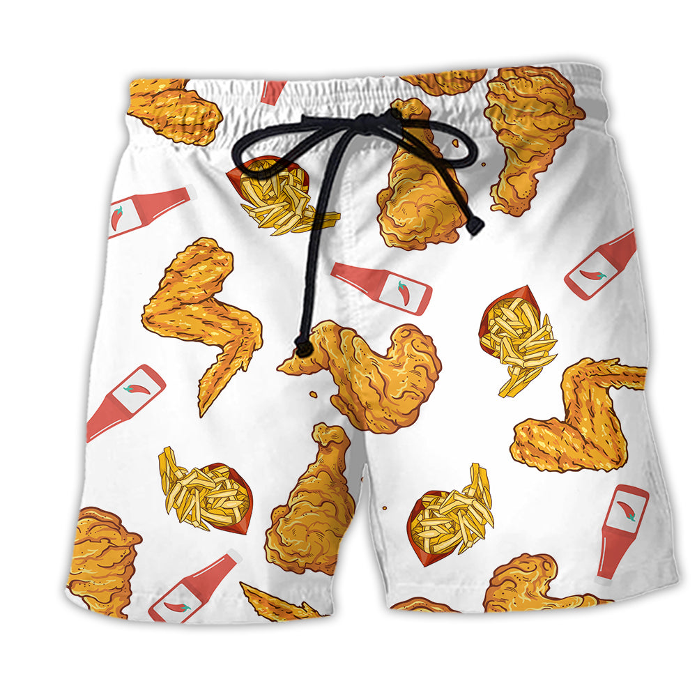 Beach Short / Adults / S Food Chicken Delicious - Beach Short - BEAS05QAN12052 - Owls Matrix LTD