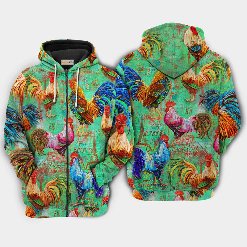 Chicken Love Green Art – 3D Hoodie