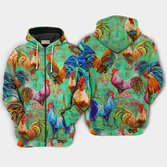 Chicken Love Green Art – 3D Hoodie