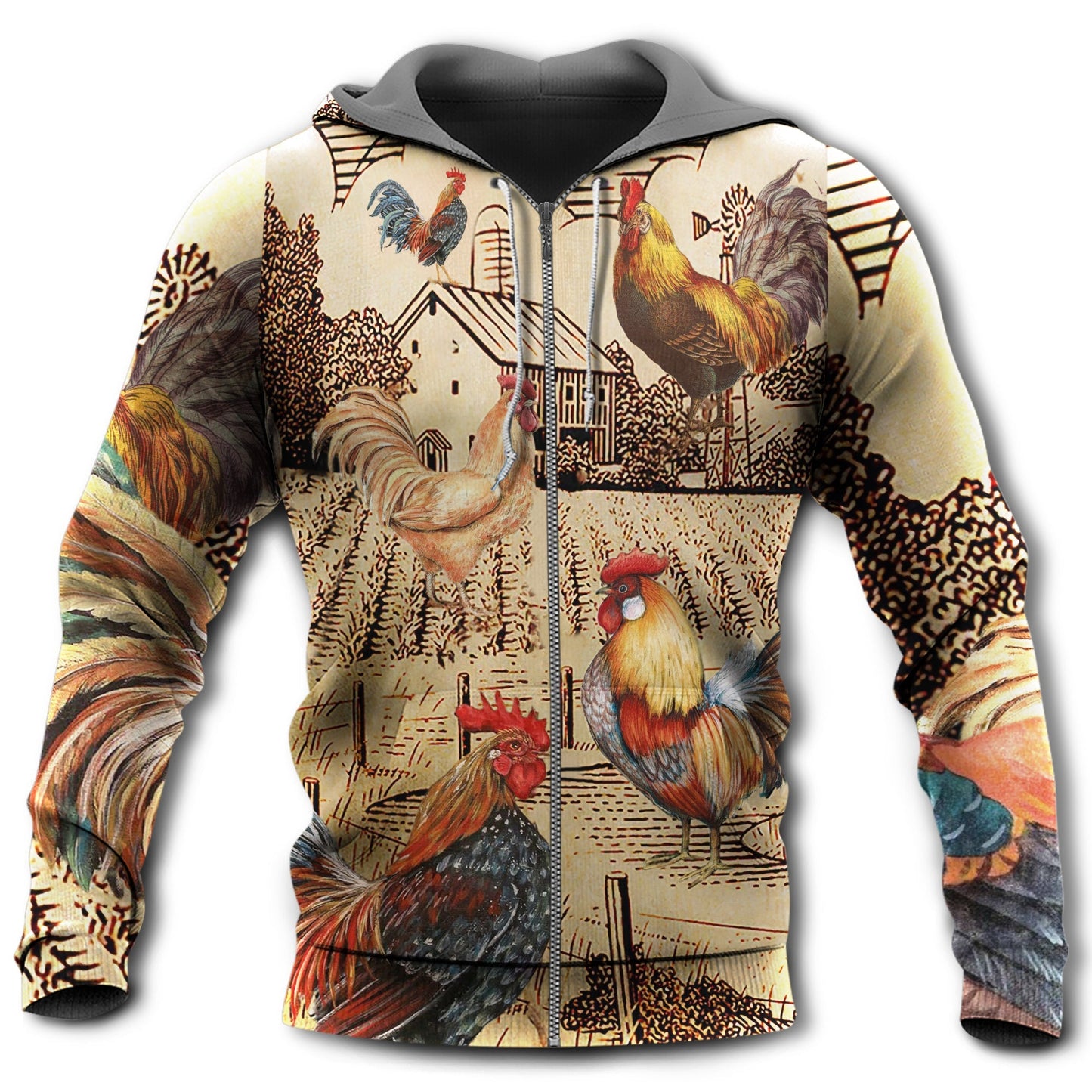 Chicken Love Vintage Art – 3D Hoodie