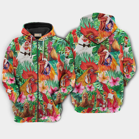 Chicken Loves Summer Art – 3D Hoodie