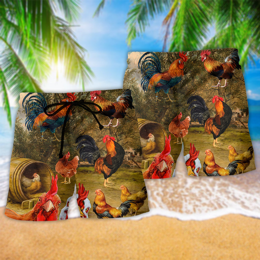 Vintage Garden Chicken Farm Style – Beach Short