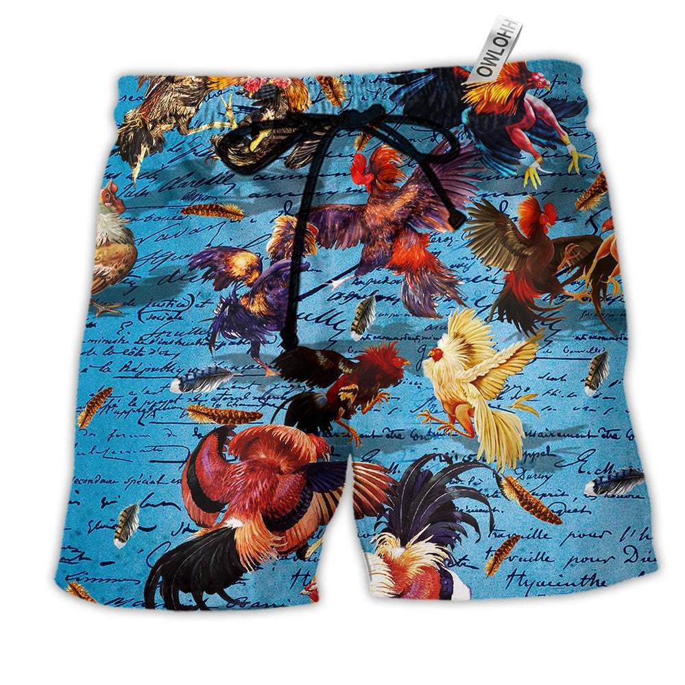 Beach Short / Adults / S Chicken Rooster Fighting Cool Style - Beach Short - Owls Matrix LTD