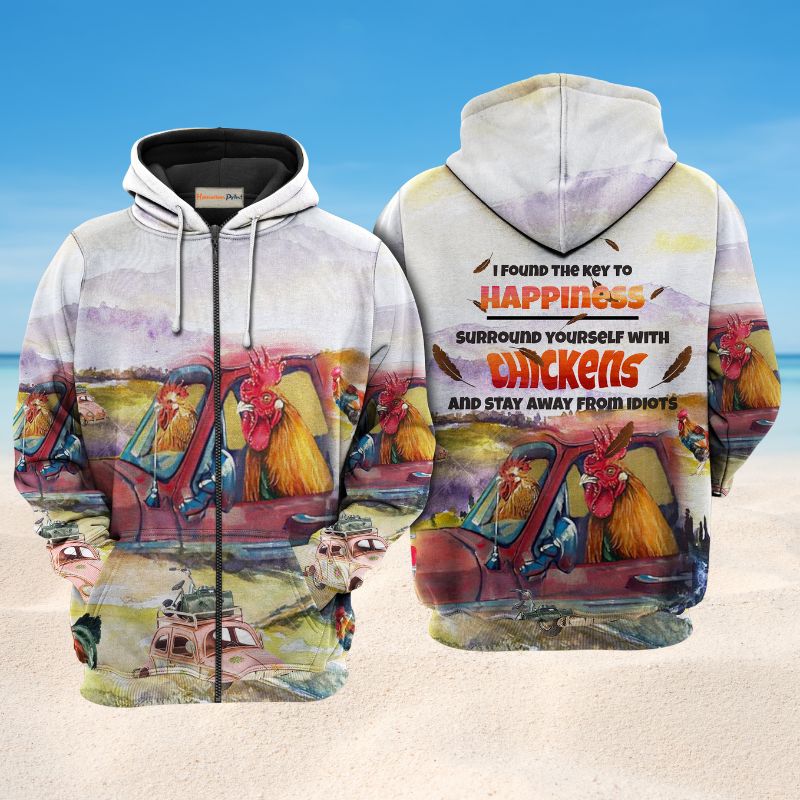 Chickens Stay Away From Idiots Quote Art – 3D Hoodie