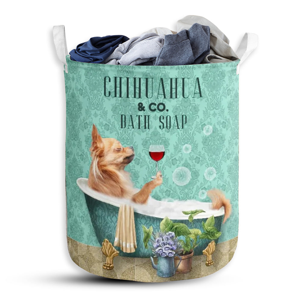 S: 17.72”x13.78” (45x35 cm) Chihuahua And Bath Soap - Laundry Basket - Owls Matrix LTD