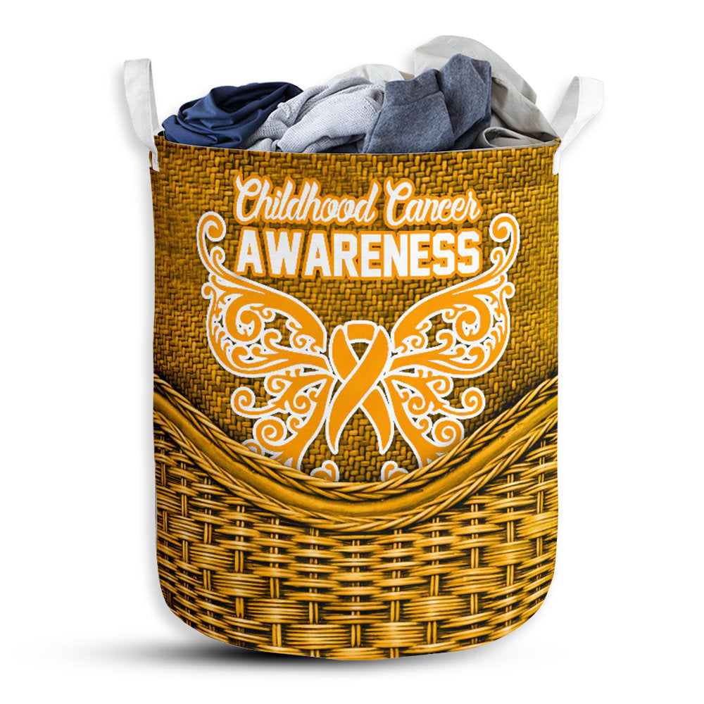 S: 17.72”x13.78” (45x35 cm) Childhood Cancer Rattan Teaxture - Laundry basket - Owls Matrix LTD