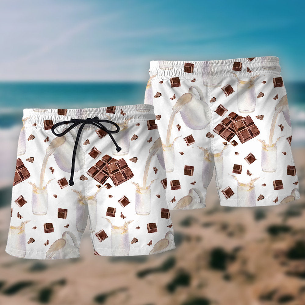Chocolate Milk Funny Food Quote Art – Beach Short