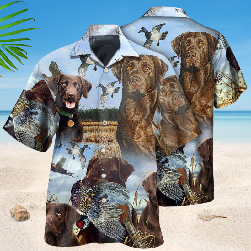 Chocolate Labrador Retriever Hunting Style – Hawaiian Shirt